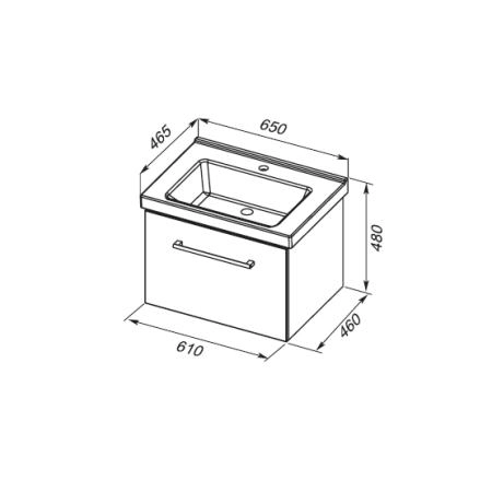 Тумба Dreja BIG INN 65 см под умывальник белый глянец, подвесная
