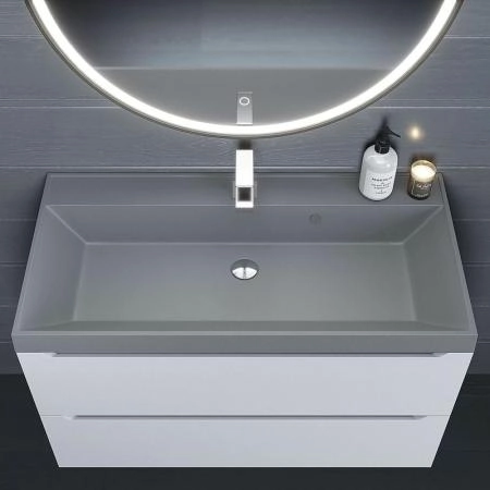 Раковина кварцевая Uperwood Classic Quartz 100 см, серая матовая, бетон