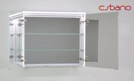 Зеркальный шкаф ESBANO ES-5008NS LED подсветка сенсор, с розеткой 800x700X140