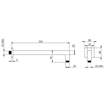 CISAL Shower Держатель верхнего душа настенный L350 мм, цвет: хром