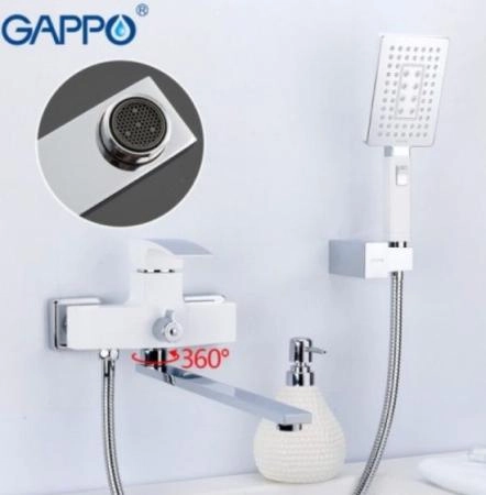Смеситель Gappo G2207-7 для ванны излив 35 см, хром белый