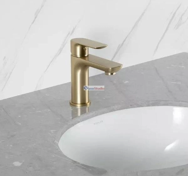 Смеситель для раковины Gappo G1048-3 Сатин золотой