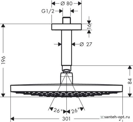 Hansgrohe Raindance Select 27337000 верхний душ 30 см цвет хром
