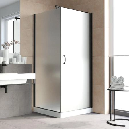 Душевой уголок Vegas-glass EP-Fis LUX 90*110 02М 10 R, профиль черный матовый, стекло сатин