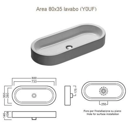 Раковина Hatria Area Y0UF 80x35