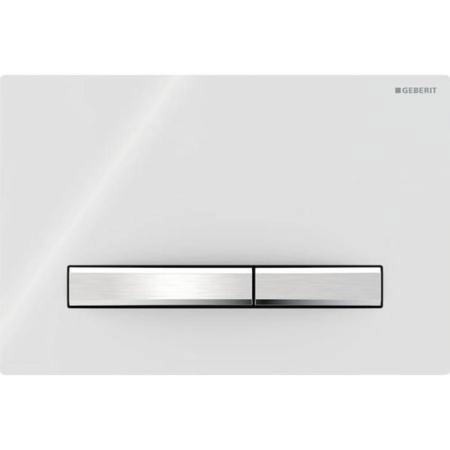 Geberit Sigma50 Клавиша для двойного смыва, квадратная, цвет: хром/белый
