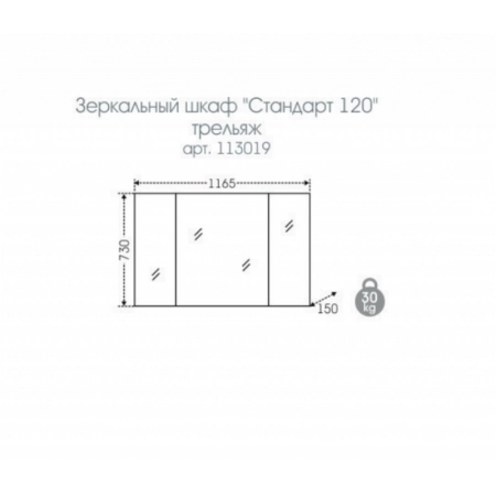 Зеркальный шкаф СаНта Стандарт 120 113019, цвет белый