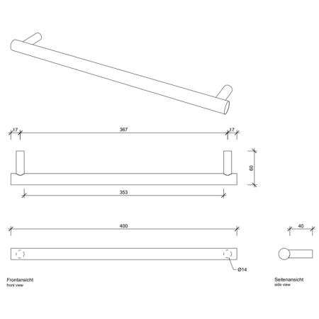 Decor Walther Bar HTE40 Полотенцедержатель 40см, подвесной, цвет: хром