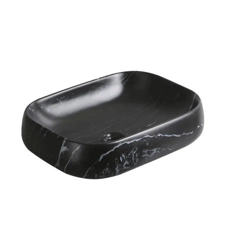 Раковина Cerutti SPA CR0086 MMB2 накладная, мрамор матовый черный, прямоугольная 565х400х145