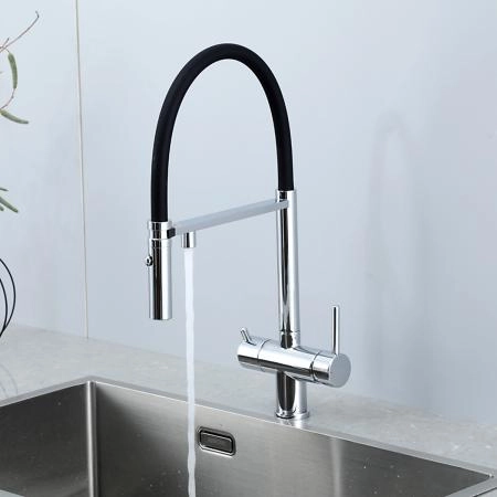 Смеситель GAPPO G4397-80 для кухни с гибким изливом и подключением фильтра, хром
