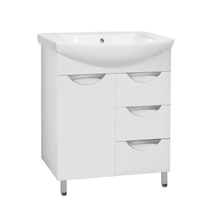 Тумба под раковину Style Line Elfante Жасмин 70 (3 ящ.) напольная с ящиками, белая