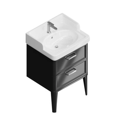 Тумба Kerama Marazzi POMPEI ПОМПЕИ PO.N.60.2\BLK напольная с 2 ящиками 60, черная глянцевая