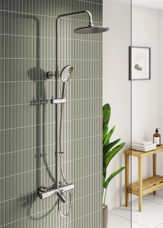 Душевая система VitrA AquaHeat A47208EXP с термостатическим смесителем и ручным душем хром латунь