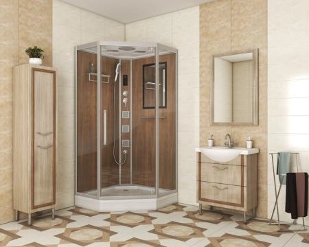 Душевая кабина Niagara Luxe NG-7717WD (1000x1000х2150) низкий поддон стенки ДЕРЕВЯННЫЕ