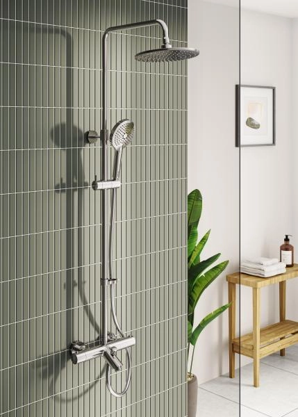 Душевая система VitrA AquaHeat A47208EXP с термостатическим смесителем и ручным душем хром латунь