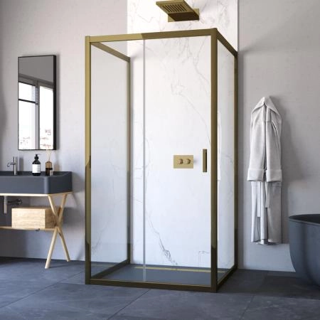 Душевое ограждение П-образное Vegas-glass ZP-U TUR NOVO 120*100 05 01, профиль бронза, стекло прозрачное