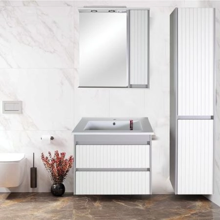 Тумба ASB-Mebel Мирано 65 Слоновая кость/Шиншилла серая напольная