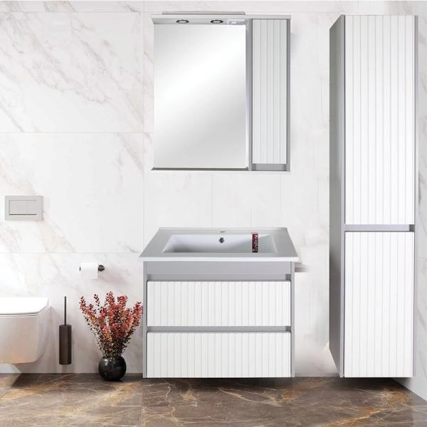 Тумба ASB-Mebel Мирано 65 Слоновая кость/Шиншилла серая напольная