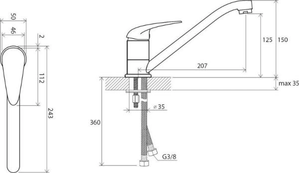 Смеситель Ravak Suzan для кухни SN 016.00 X070038 с поворотным изливом