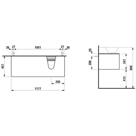 Laufen New Classic Тумба с раковиной, DX, 117.5x45.5x34.5см, 1 ящик, подвесная, цвет: белый глянцевый