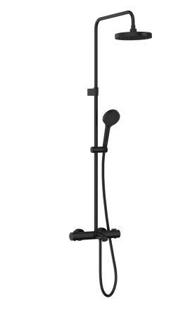 Душевая система VitrA Base Round A4730336EXP с термостатическим смесителем и ручным душем матовая черная латунь