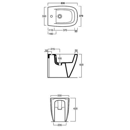 Simas Juniper Биде напольное 53,5x370xh42см, с 1 отв., цвет: mirto matt