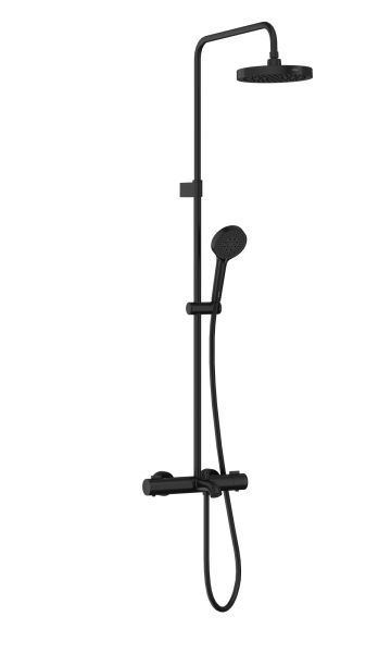 Душевая система VitrA Base Round A4730336EXP с термостатическим смесителем и ручным душем матовая черная латунь