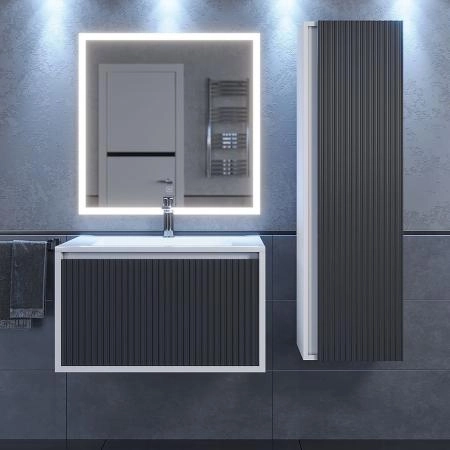 Тумба под раковину Uperwood Next Premium подвесная, 70 см, белая/графит, 1 ящик