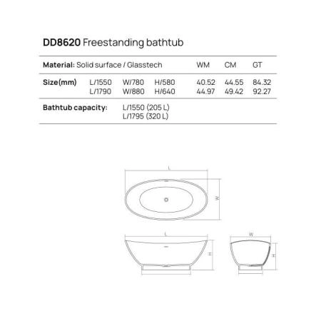 Dea Design Elegant Ванна 179x88x64см., отдельностоящая, Glasstech, прозрачная смола, цвет: Emerald R3