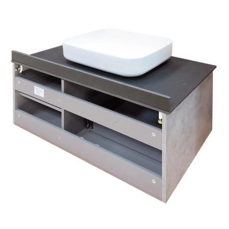 Тумба с раковиной Comforty Эдинбург-90 бетон светлый с черной столешницей