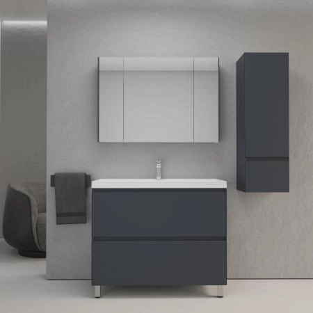 Тумба напольная Style Line Манхэттен 100 ЭМАЛЬ под ASTI 100 2 ящика PLUS графит