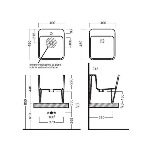 Раковина Hatria G FULL YXG8 48х40х44