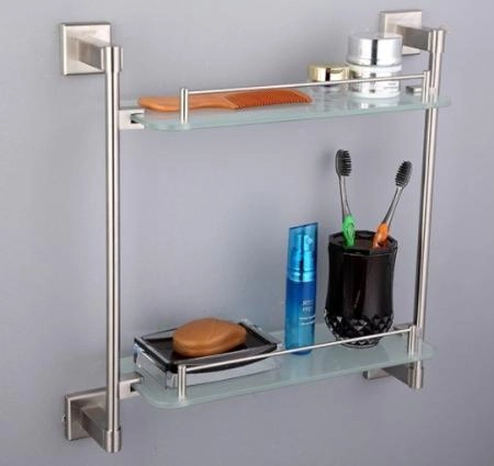 Полка для ванной стеклянная Gappo G1707-2 2-ярусная, 425 мм сатин