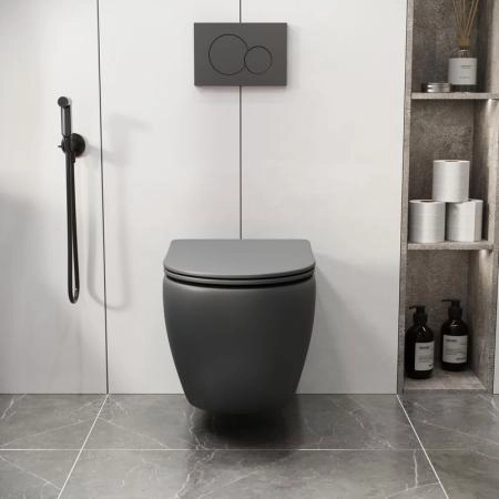 Унитаз Grossman GR-4411GMS Color (550*365*395) СЕРЫЙ МАТОВЫЙ подвесной Безободковый
