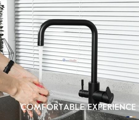 Смеситель для кухни Frap F43801-6 с краном для фильтр/воды черный