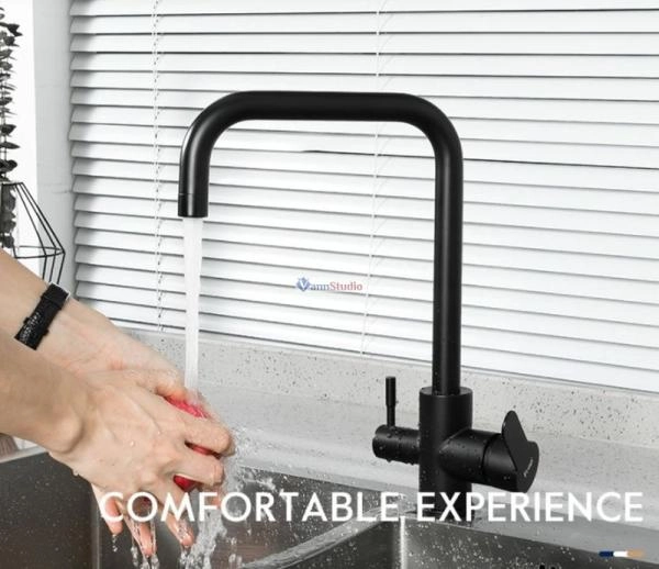 Смеситель для кухни Frap F43801-6 с краном для фильтр/воды черный