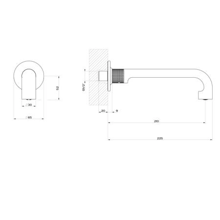 Gessi Inciso Настенный излив на 1/2”, комбинируемый с удаленным управлением, цвет: золото