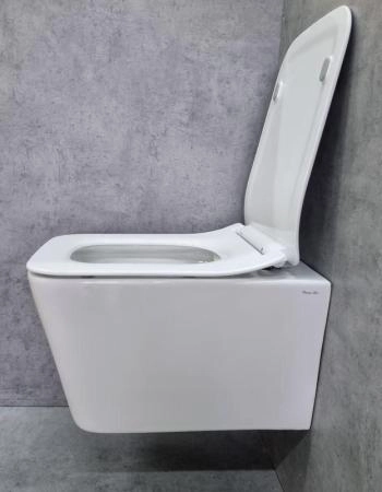 Унитаз Ceramalux 5170MW подвесной безободковый сиденье микролифт белый матовый 520x350x345