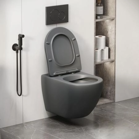 Унитаз Grossman GR-4411GMS Color (550*365*395) СЕРЫЙ МАТОВЫЙ подвесной Безободковый