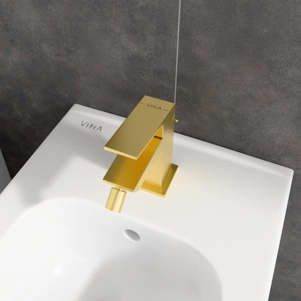 Смеситель VitrA Minimax Square  A4372625EXP однорычажный брашированное золото латунь