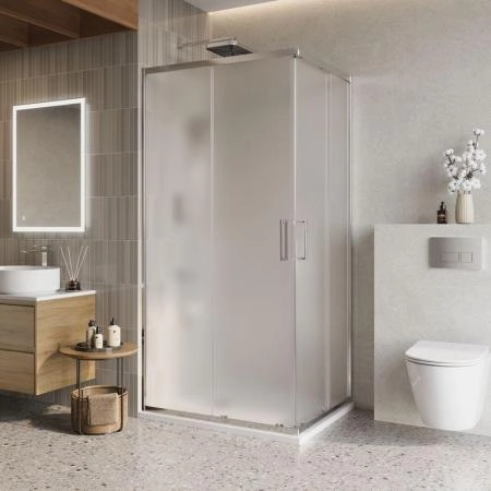 Душевой уголок BelBagno LUCE 100x80 матовое стекло 6 мм профиль хром LUCE-AH-2-100/80-P-Cr