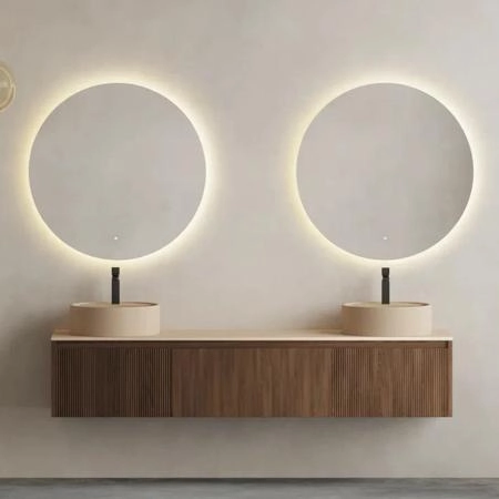 Salini Зеркало для ванны OMBRA 60х2.5см., круглое, с LED подсветкой, влагостойкое AGC Сrystalvision, сенс. выкл., крепления, обогрев, антизапот.