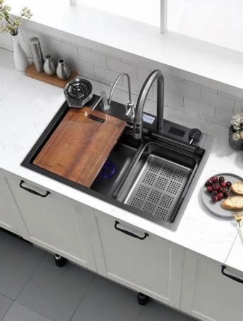 Мойка кухонная Esbano GEYSERUS-2 680х450х220 оружейная сталь PVD покрытие