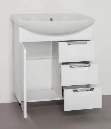 Тумба под раковину Style Line Elfante Жасмин 70 (3 ящ.) напольная с ящиками, белая
