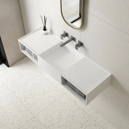 Раковина Vincea VWB-6S212MW, 1200*400*200, подвесная, цвет белый матовый искусственный камень