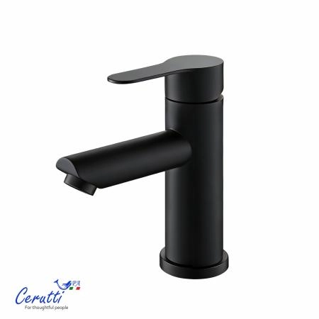 Смеситель для раковины CeruttiSPA ОВИДИО BM (OVIDIO BM) из нержавеющей стали, цвет черный матовый