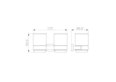 Два стакана для зубных щеток с держателем WONZON & WOGHAND FIRST, Хром (WW-8428)