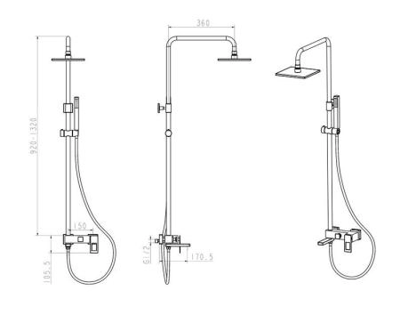 Душевая система Boheme Q белый, ручка хром, золото черная, ультрамарин (прямая, изогнутая) 148-W