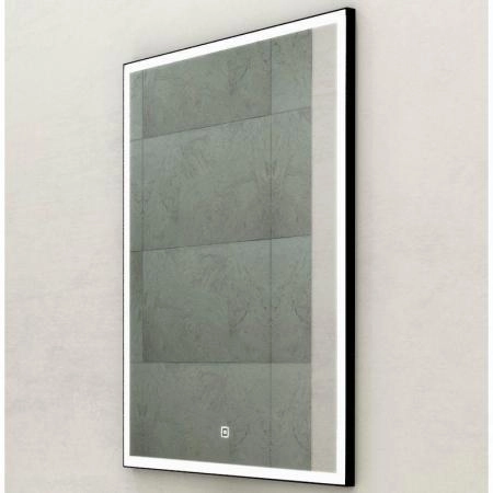 Зеркало Континент Frame Black LED 600x800 подогревом, часами ЗЛП1005