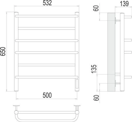 Полотенцесушитель Terminus Евромикс П6 500х650 электро